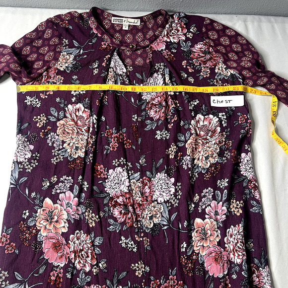 Gypsies & Moondust Womens Size M Floral Patchwork Mixed Media Keyhole Flowy BOHO - Picture 6 of 10